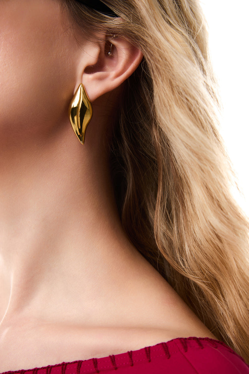 BEECH LEAF EARRINGS-GOLD