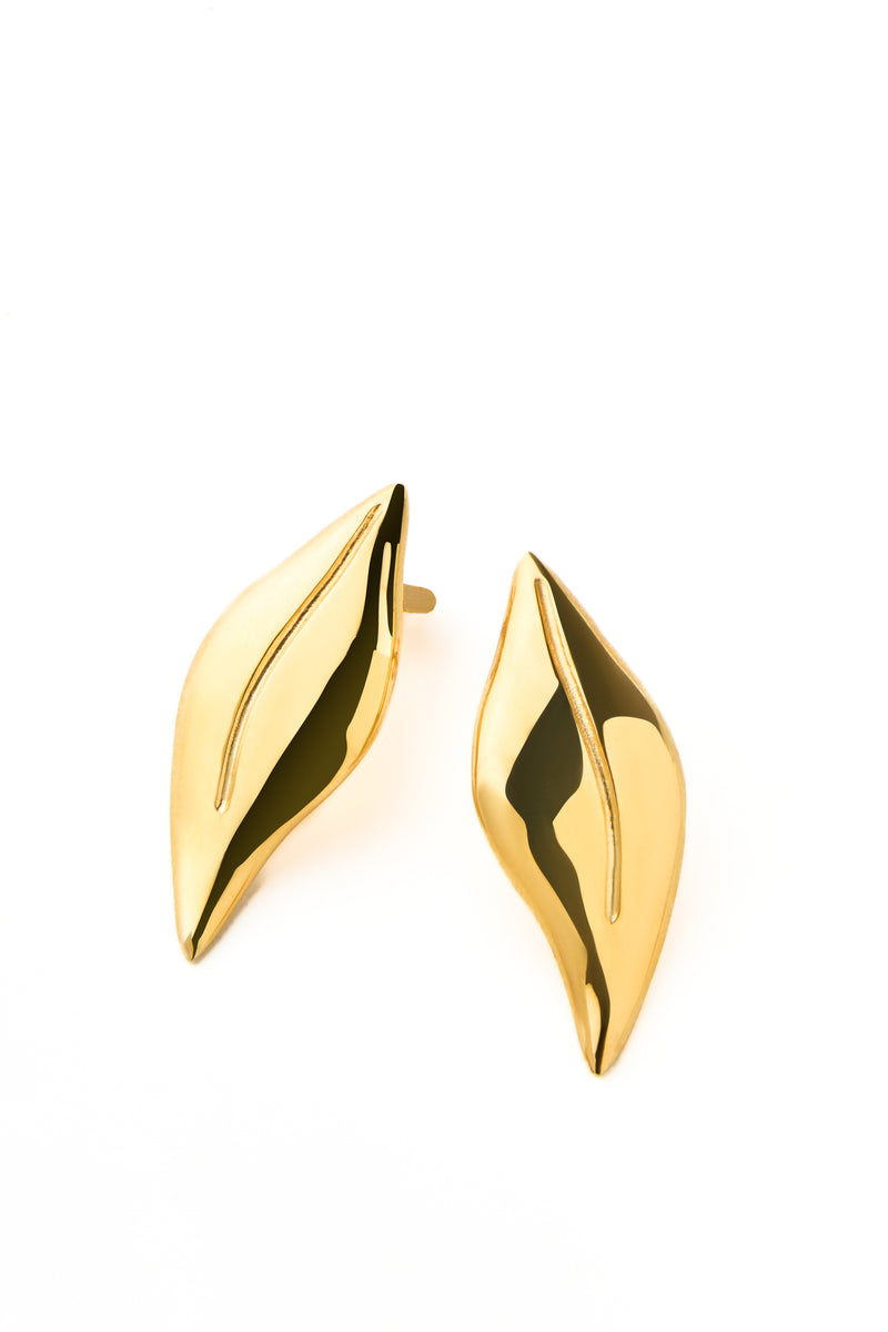 BEECH LEAF EARRINGS-GOLD