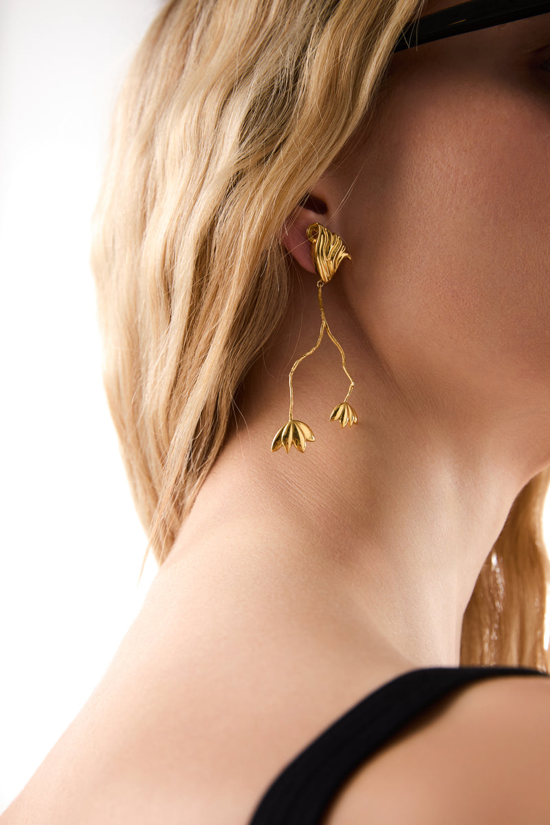 CROCUS DROP EARRINGS-GOLD