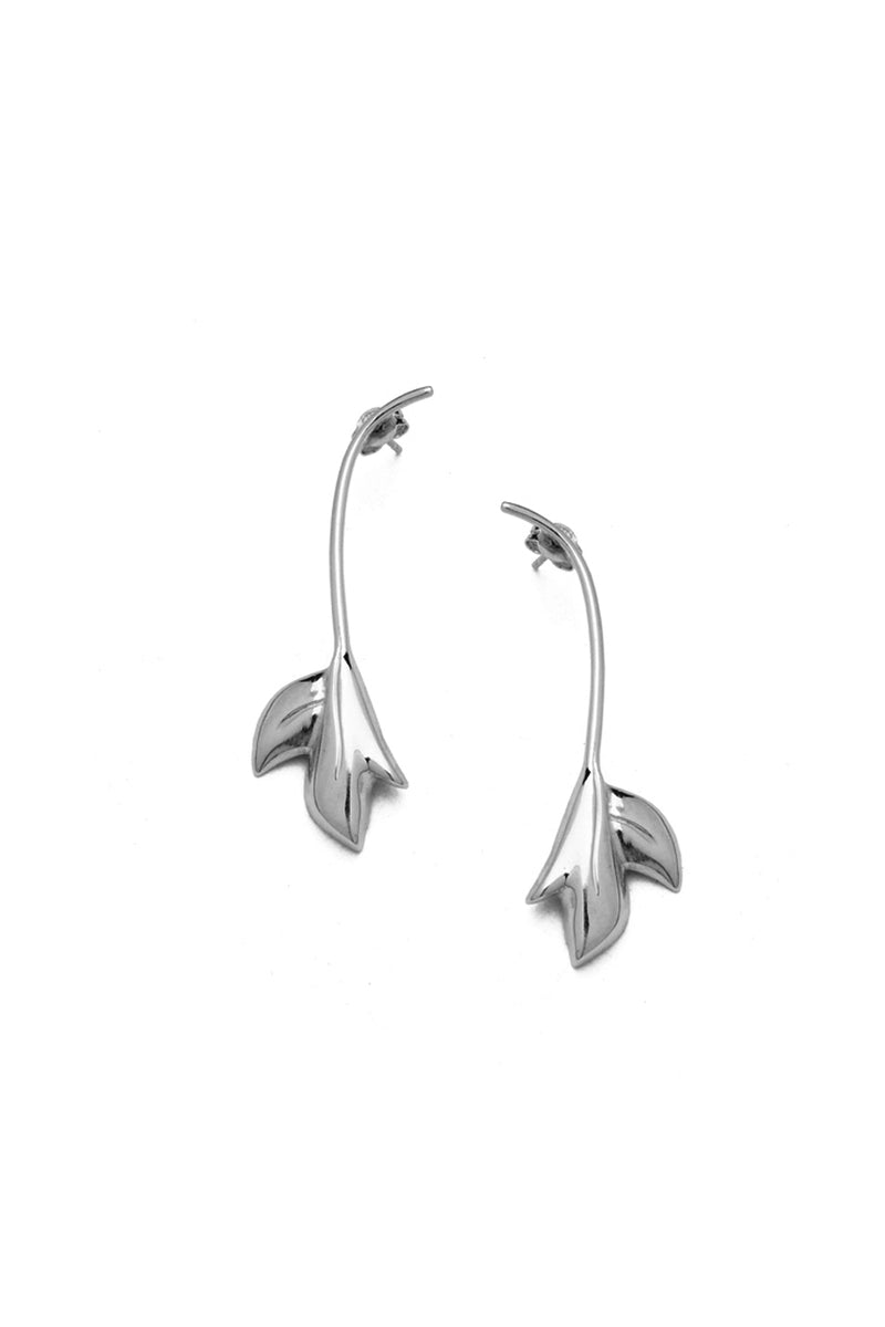 LEAF DROP EARRINGS - SILVER