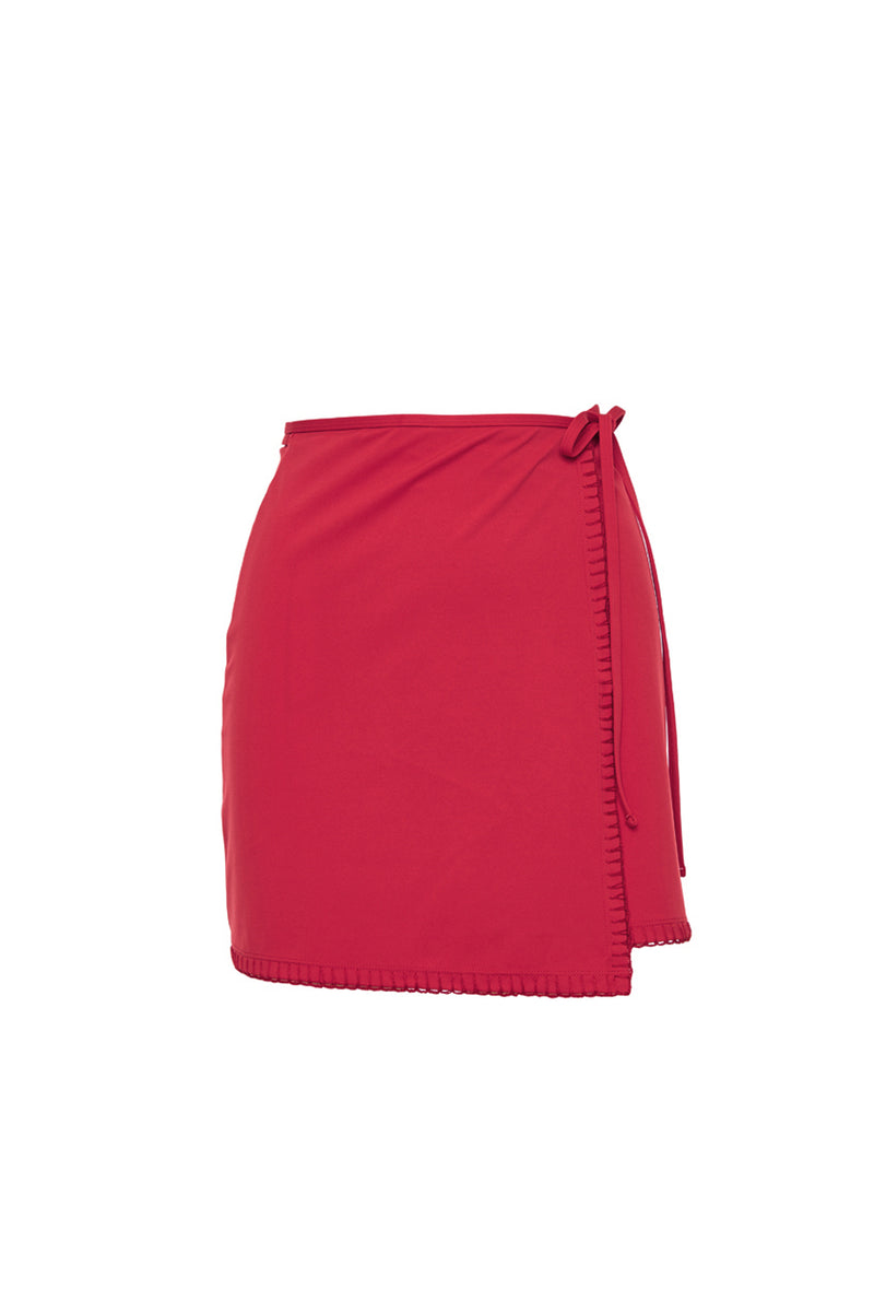 PETALS EMBROIDERED WRAP SKIRT WILD MAGENTA